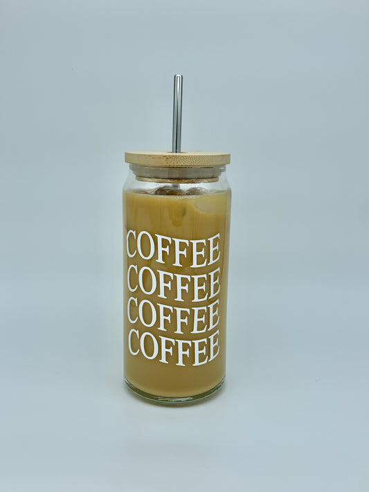 20 oz. COFFEE, COFFEE, COFFEE Can Glass