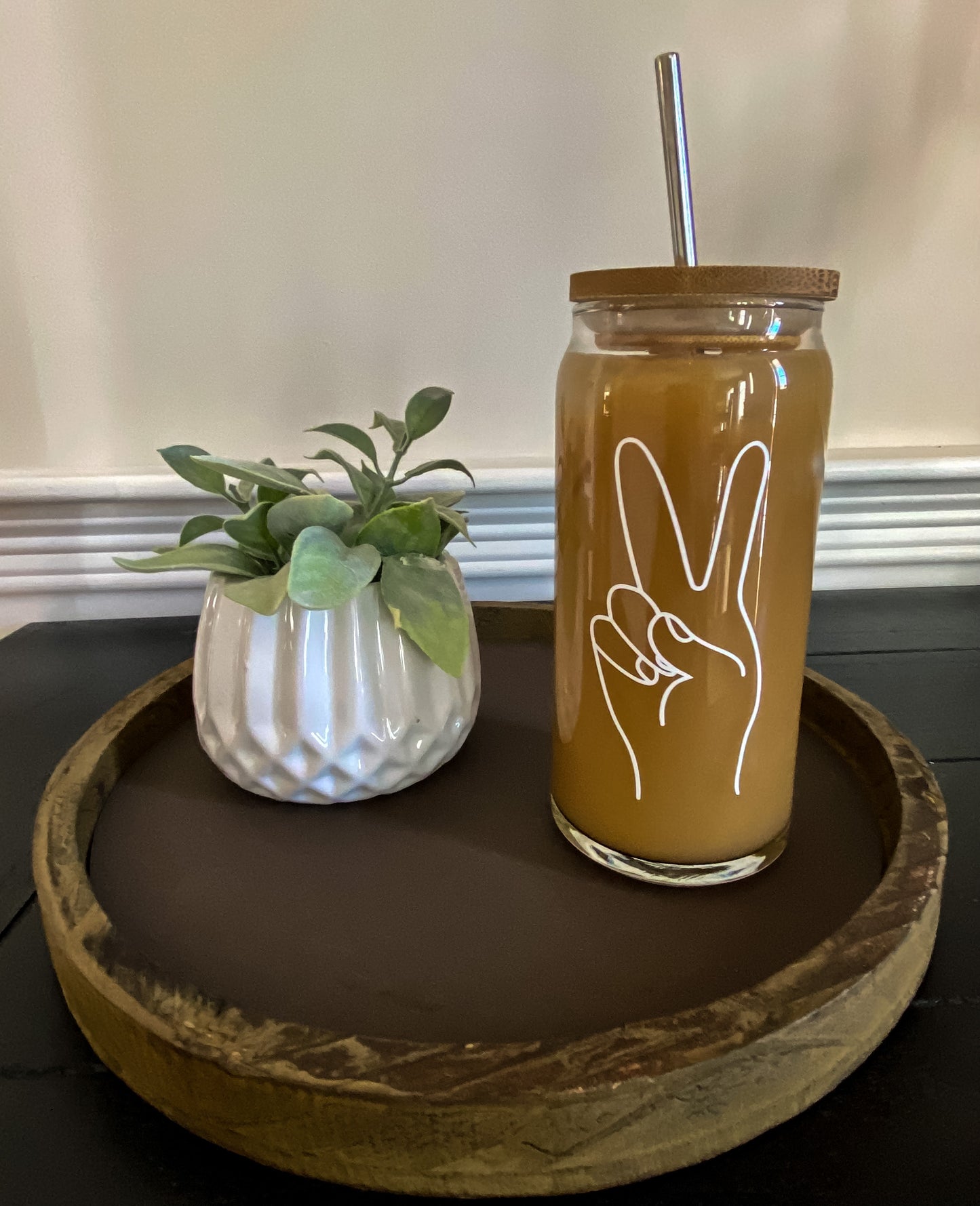 20 oz. Peace Sign Glass Can