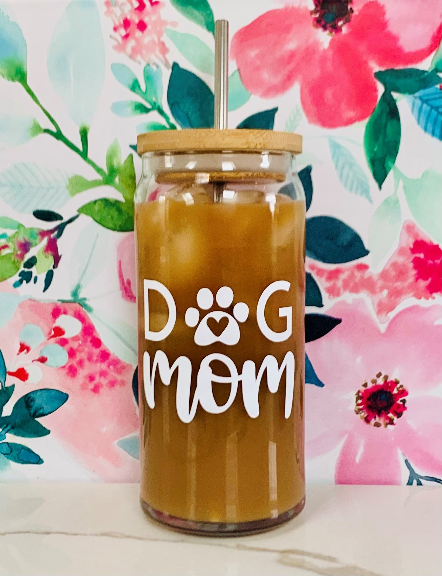 20 oz. Dog Mom Glass Can
