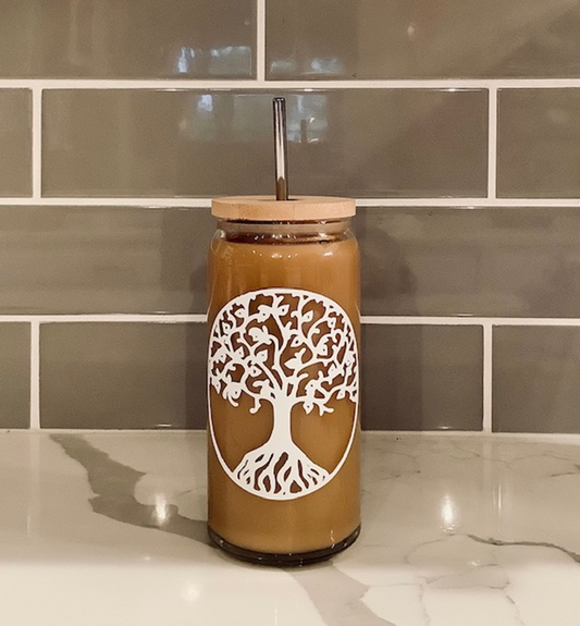 20 oz. Tree of Life Glass Can